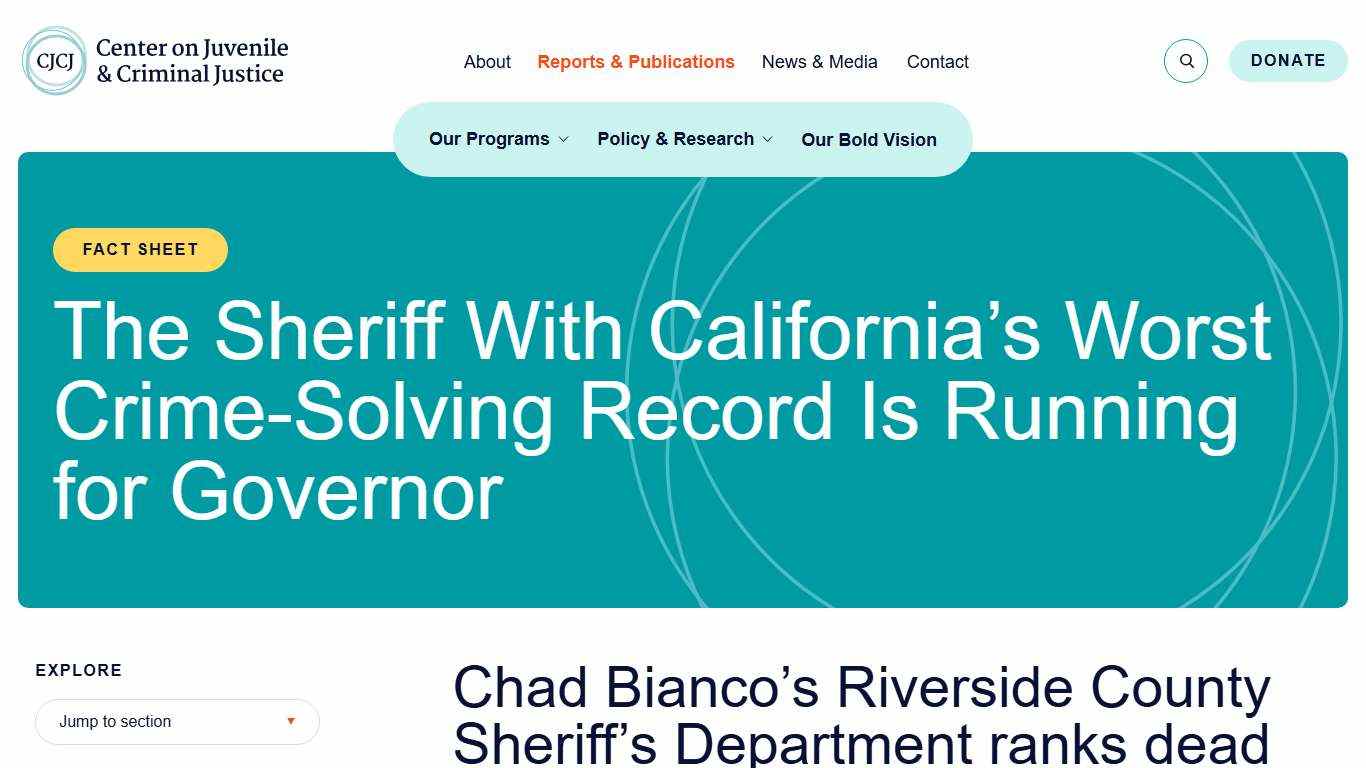 The Sheriff With California's Worst Crime-Solving Record Is Running for Governor | Center on Juvenile and Criminal Justice