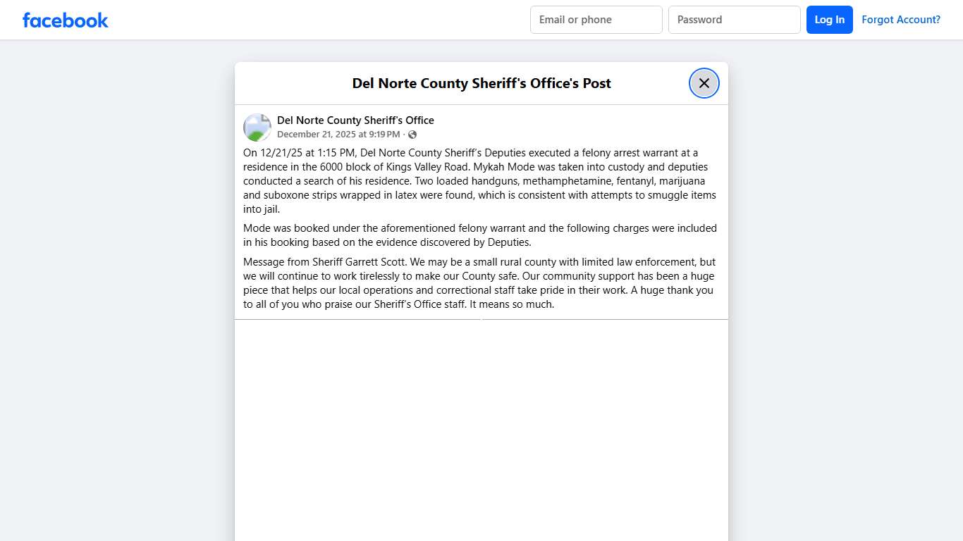 On 12/21/25 at 1:15... - Del Norte County Sheriff's Office | Facebook